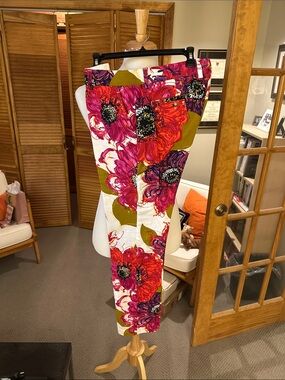 Mr. Turk Vibrant Floral Linen-Blend Pants in Fuchsia & Olive